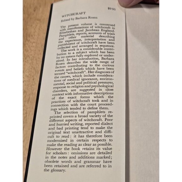 WITCHCRAFT - Barbara Rosen 1st Edition 1972 Hard Cover Dust Jacket Witch Occult - Picture 9 of 13